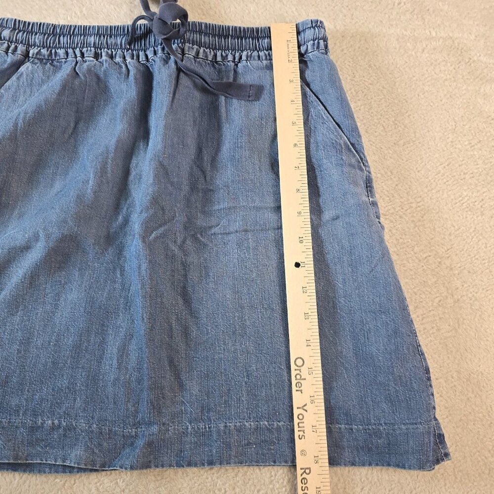 Ann Taylor Chambray Skirt Womens Small Blue Linen Drawstring Beach Western Boho - Picture 4 of 10